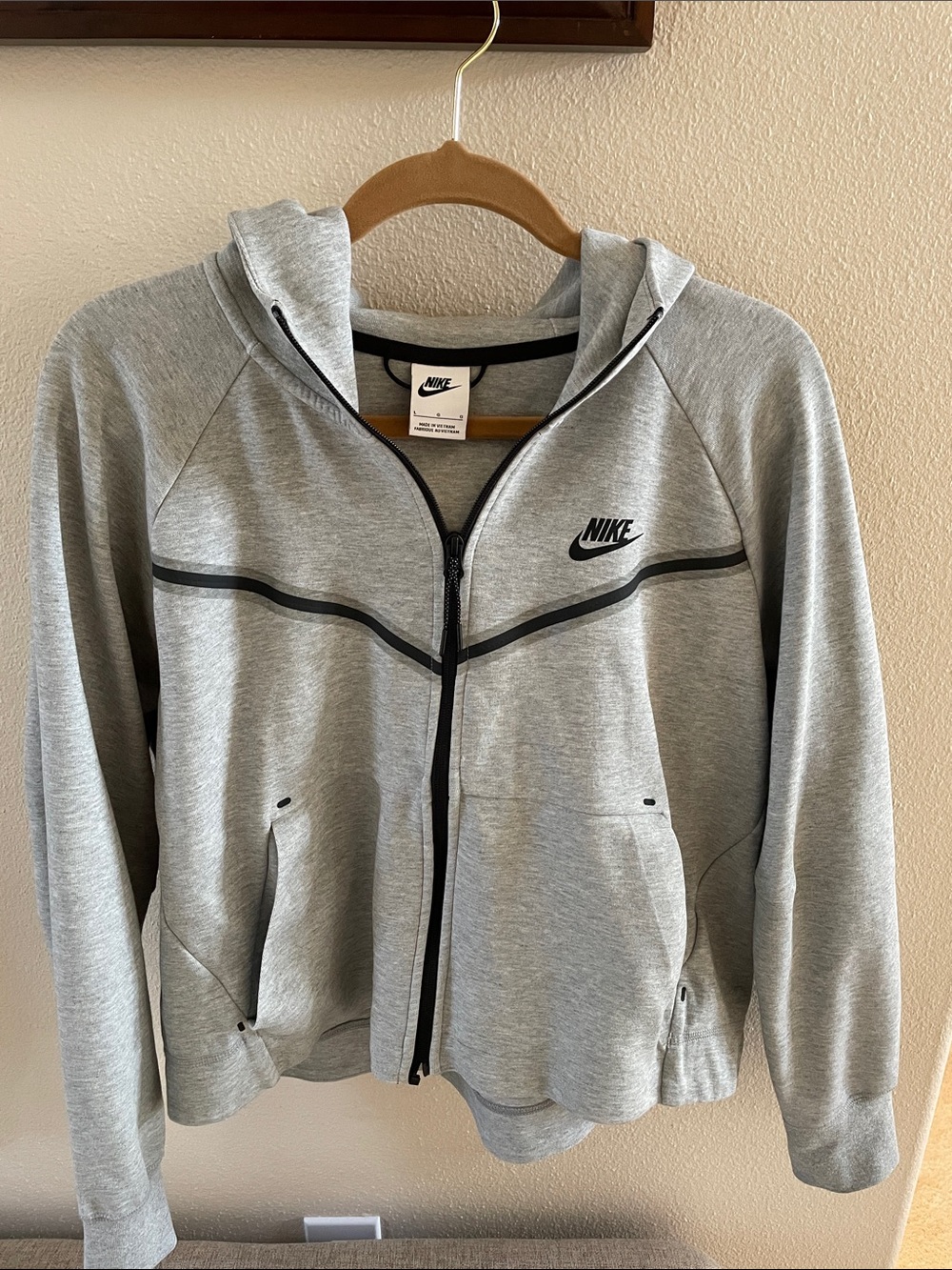 Nike Light Gray Zip Hoodie with Black Accents